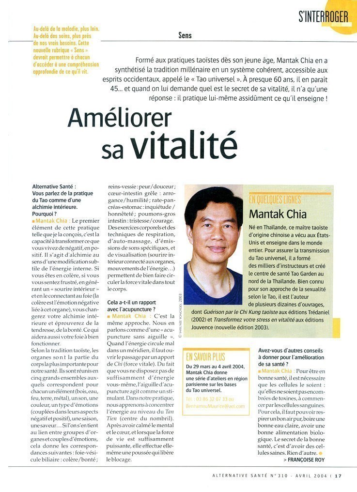 ALTERNATIVE santé Magazine Mantak Chia